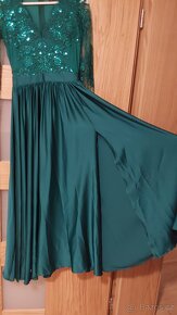Společenské smaragdové krajkové šaty  vel. 34 - 3