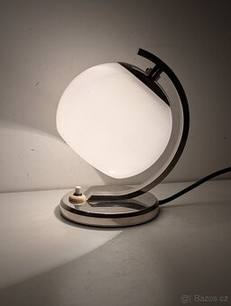 Art Deco lampička niklovaná mosaz bílé stínidlo TOP stav - 3