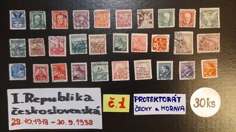 Poštovní známky I.REPUBLIKA + PROTEKTORÁT č.1 30ks - 3