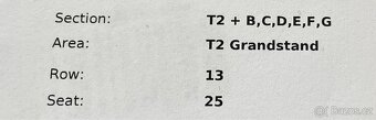 2x 3 denní vstupenka MotoGP Brno 18.-20.7.2025 Grandstand T2 - 3