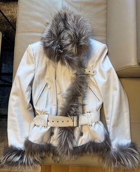 Dámská bílá kožená bunda - 3