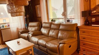 Kožená Polohovací relax tv křesla a 3 mistna pohovka . - 3