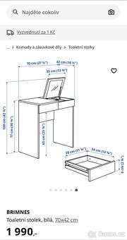 Toaletní stolek IKEA BRIMNES - 3