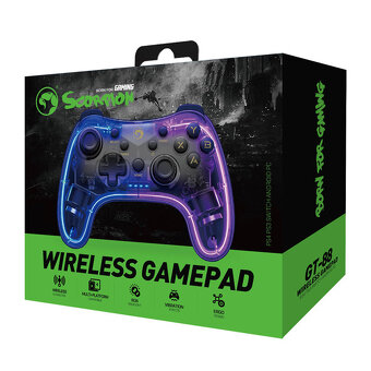 Gamepad Marvo GHOST 40, bezdrátový, 17tl., všesměrový, průhl - 3