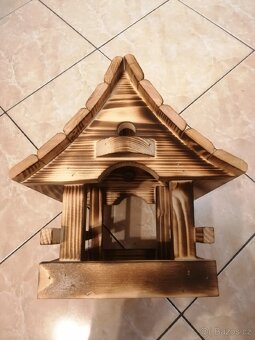 Krmítko designove pro ptaky masivní dřevo - 3