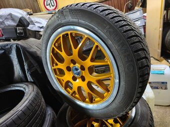 Krásná límcová ALU kola BBS 5x100 R16 se zánovní zimním pneu - 3