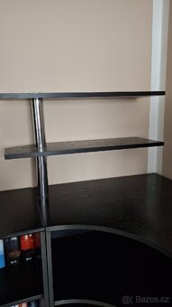 Rohový černý díl s 2 dalšími policemi (knihovna) - 3