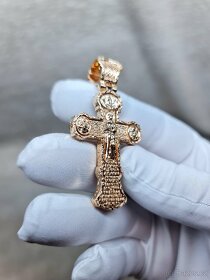 Zlatý přívěsek Ortodoxní křížek 585/14k růžové zlato - 3