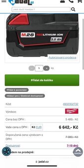 Milwaukee M28 akuvysavač + 2 baterie M28 + nabíječka - 3