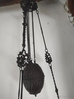 Starožitná petrolejová lampa stahovačka - 3