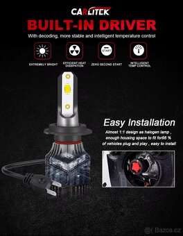 2ks nové LED žárovky H4 + 2ks patice (cena za vše) - 3