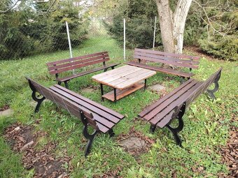 Zahradní posezení set -stůl a 4 lavice - 3