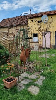 Opora k růžím,lavička kovová zahradní dekorace - 3