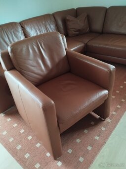 rohová, kožená sedací souprava, křeslo - 3