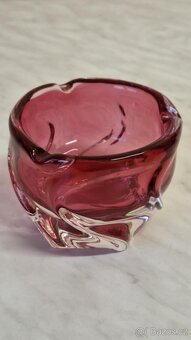 MASIVNÍ RŮŽOVÝ POPELNÍK STARÉ HUTNÍ SKLO. TOP STAV. - 3