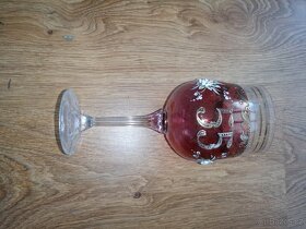 Sklo broušené, skleničky starožitné, váza - 3
