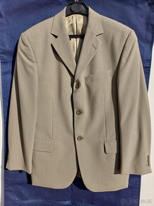 Oblek S/ 165 - 170 cm. Decentní khaki.TOP stav. - 3