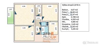 Prodej bytu 3+kk o rozloze 68 m2, ulice K. Čapka, Moravská T - 3