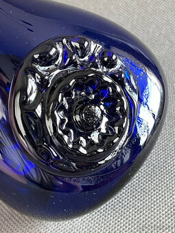 Váza s nálepy 20 cm, kobaltové sklo, ruční výroba - 3