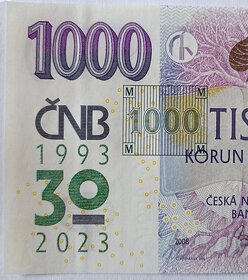 1000Kč • bankovka s přítiskem • Choceň • Vysoké Mýto - 3