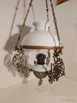 secesní petrolejka, petrolejový lustr, stahovačka - 3