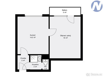 Pronájem bytu 2+kk + balkon, 39 m², Volary - 3