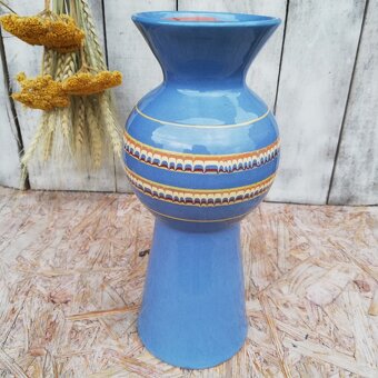 Retro keramická váza modrá mlhovina. - 3