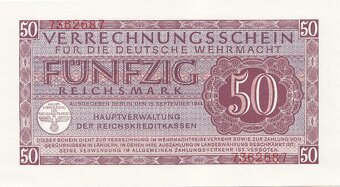 Kompletni 20ks balíček Wehrmacht 50 Reichsmark 1944,UNC - 3