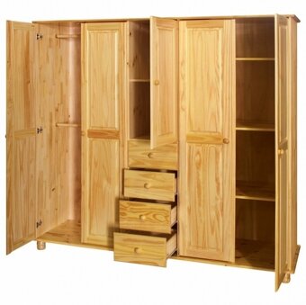 Dřevěná skříň 5dveřová 8854 lak - 3