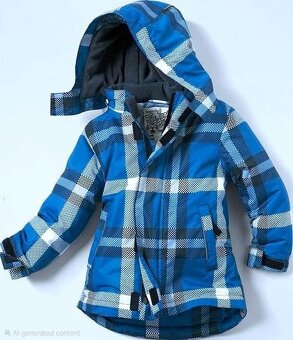 zimní souprava modrá kostkovaná kombinéza Tchibo 86-92 - 3