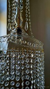 Starožitný celoskleněný křišťálový lustr, lustřík, - 3