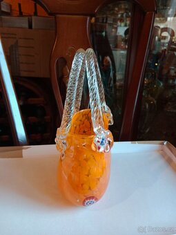 Pěkná,skleněná váza- kabelka- Murano- Milefory - 3