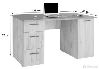 Psací stůl - dekor dub + beton / rozměry: 138/76/60 cm - 3