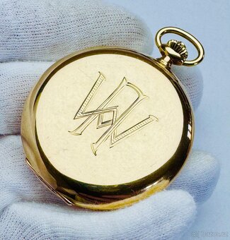 14K ZLATÉ PÁNSKÉ TŘÍPLÁŠŤOVÉ KAPESNÍ HODINKY OMEGA - FUNKČNÍ - 3