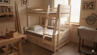 Patrová postel dřevěná,palanda - 3