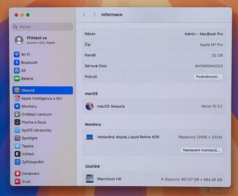MacBook Pro 16” 2021/32GB RAM/M1 PRO/512GB SSD/Záruka - 3