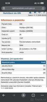 Prodám 1/4 podíl na pozemku – vinice, Hostějov (parc. č. 546 - 3
