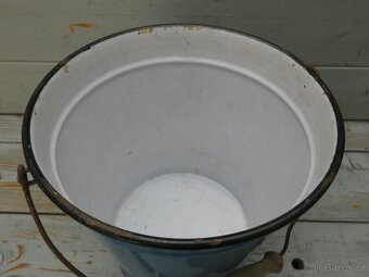 smaltovaný kbelík, modrý smalt - 3