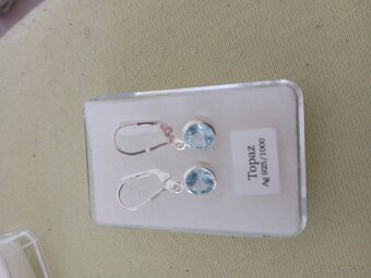 Nové visací stříbrné náušnice Topaz sky blue - 3
