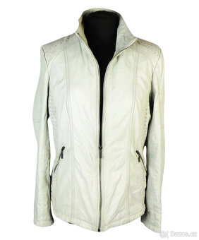 Kožená dámská šedá (slonová kost) bunda KARA vel. L - 3