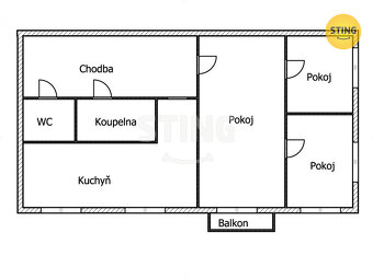 Byt 3+1 se zasklenou lodžií k rekonstrukci, 65m2, Mo, 130685 - 3
