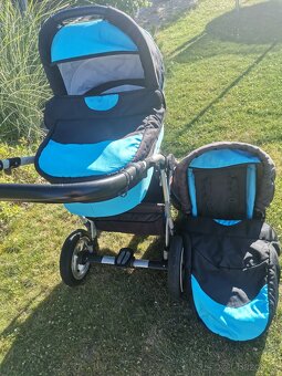 BABYLUX largo dvojkombinace modrý kočárek, chlapeček - 3