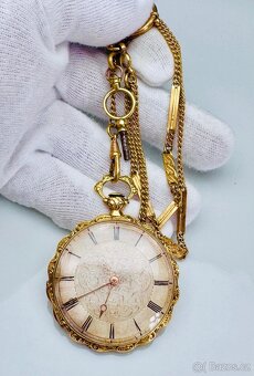 VZÁCNÉ 18K ZLATÉ KAPESNÍ KLÍČOVKY DUCHENE GENEVE S ETUI - 3