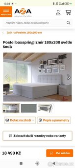 Postel boxspring Izmir 180x200 světle šedá - 3