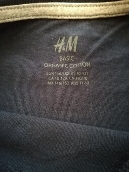 dětské tričko kr. rukáv - zn. H&M, tmavě modré s výšivkou - 3