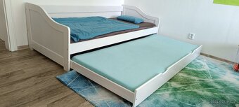 postel 90x200 rozkládací, bílá, masiv borovice, Leonie 8808b - 3