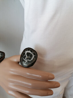 Nový náramek a velký prsten septárie (dračí kámen) - 3