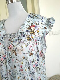 Nové modré šaty Timeout M L Luční kvítí růže květiny dlouhé - 3