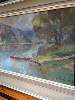 Olejomalba – Krajina s řekou a loďkou - 3