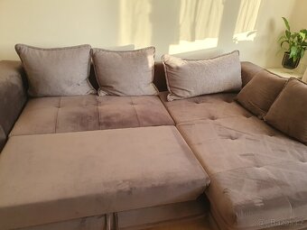 Rohová pohovka,rozkládací, s úložným prostorem - 3